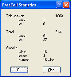 freecell 16 wins