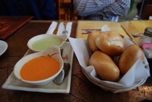 Bread and dipping sauces